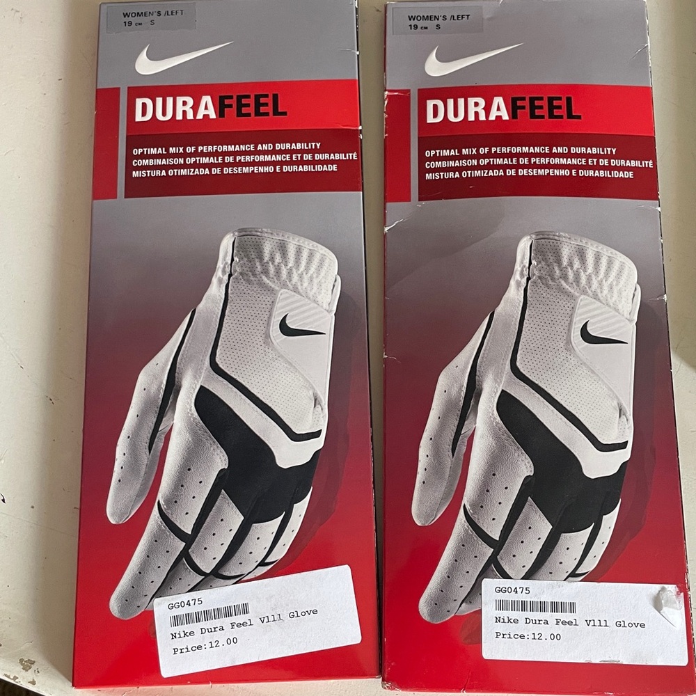 2 Nike Womens DuraFeel Golf Glove Left Size Small 19 cm New In Box NIB